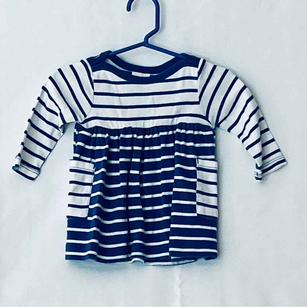 Hanna Andersson Royal Blue and White Striped Long Sleeve dress